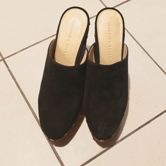 Veronica Beard Black Suede Mules Size 8.5M - Picture 3 of 4
